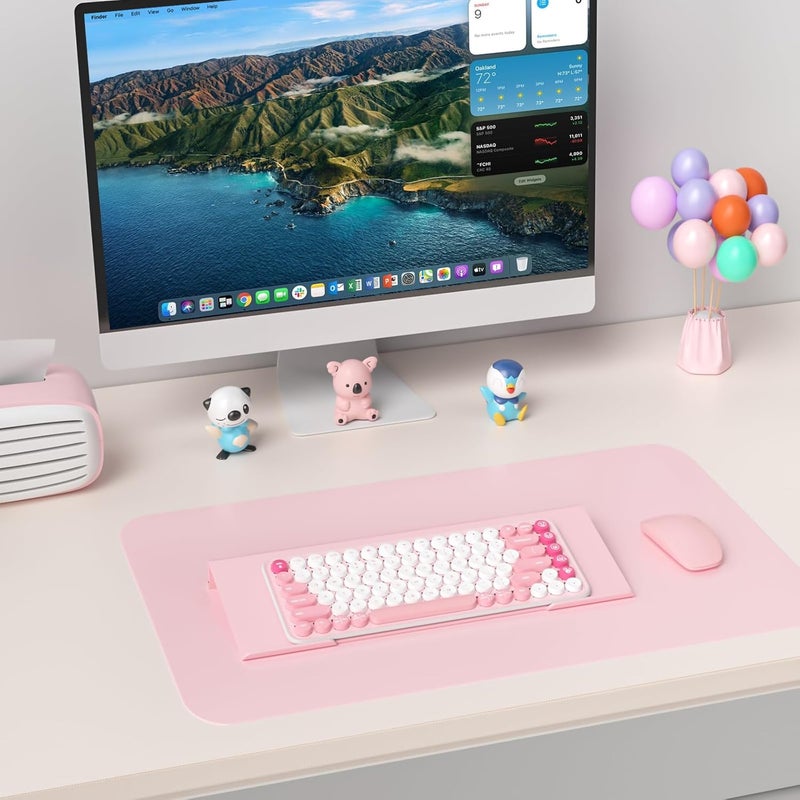 Rulyyo Store حامل لوحة مفاتيح كمبيوتر مريح - حامل لوحة مفاتيح أكريليك وردي مقاس 17 بوصة لمكتب مع حامل لوحة مفاتيح مائل مع شريط غير قابل للانزلاق للعمل من المنزل والكتابة بسهولة - Image 3